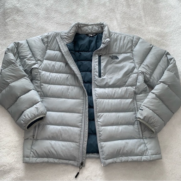 The North Face Gray/Blue Down Puffer Jacket Size L - Picture 7 of 8